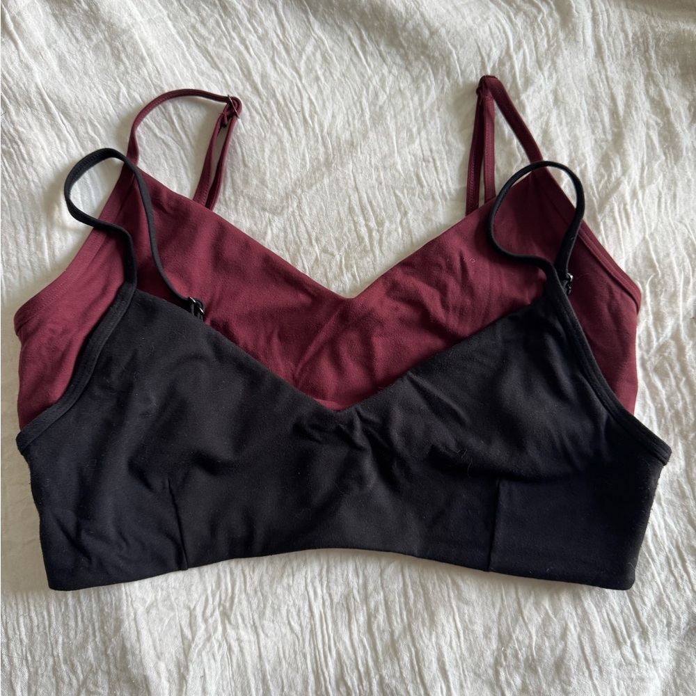 YoungLA Black and Burgundy Sports Bras (M)